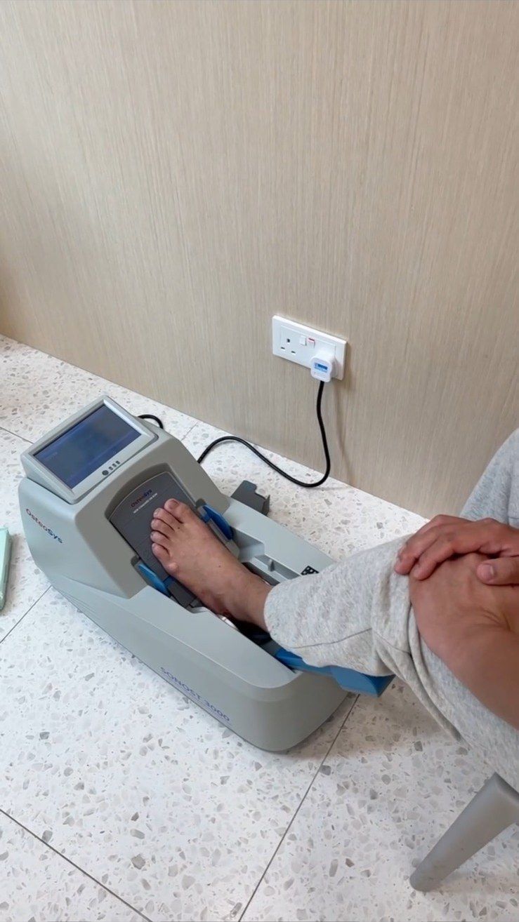 Bone density scan session in progress